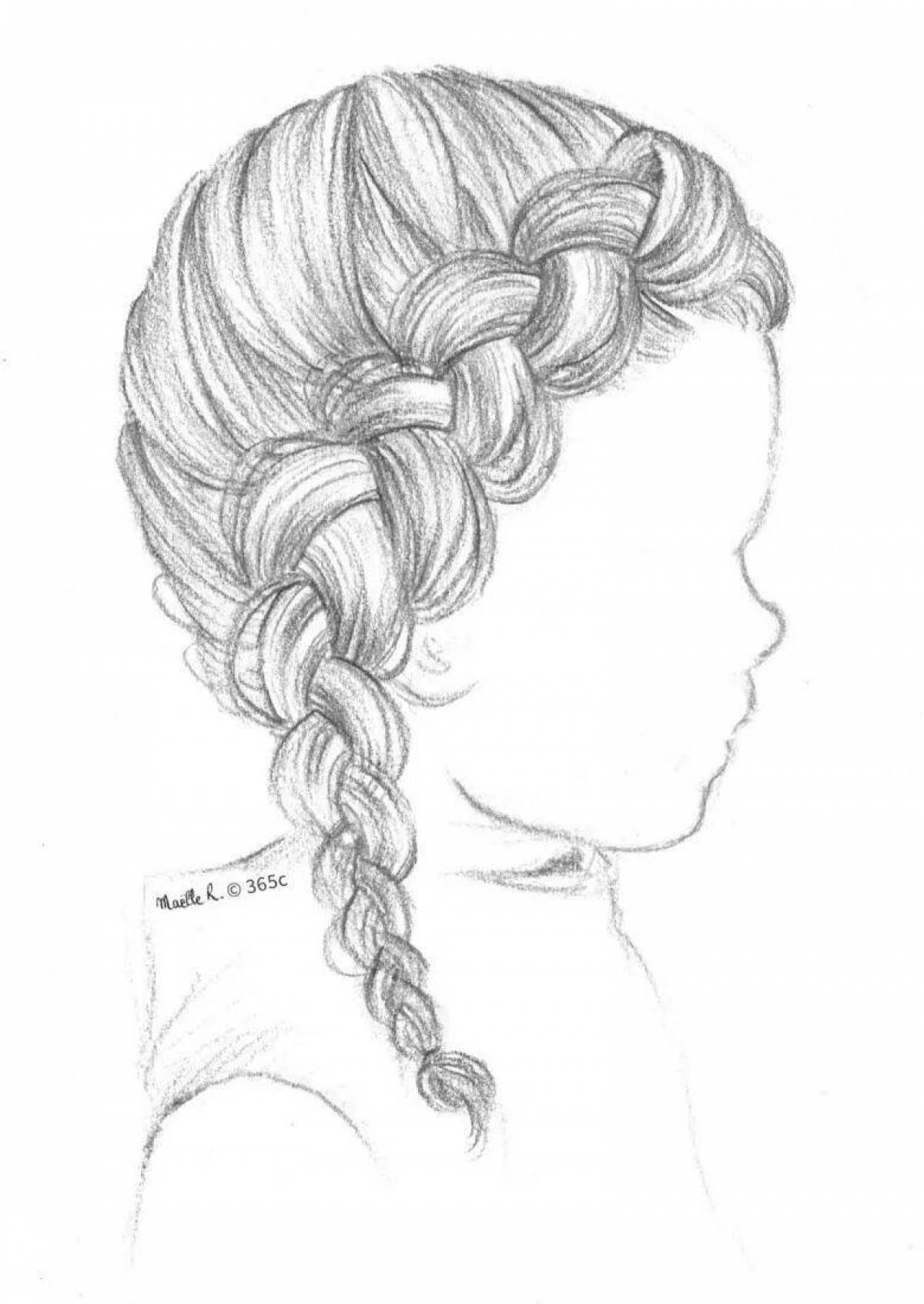 Festive pigtail coloring page