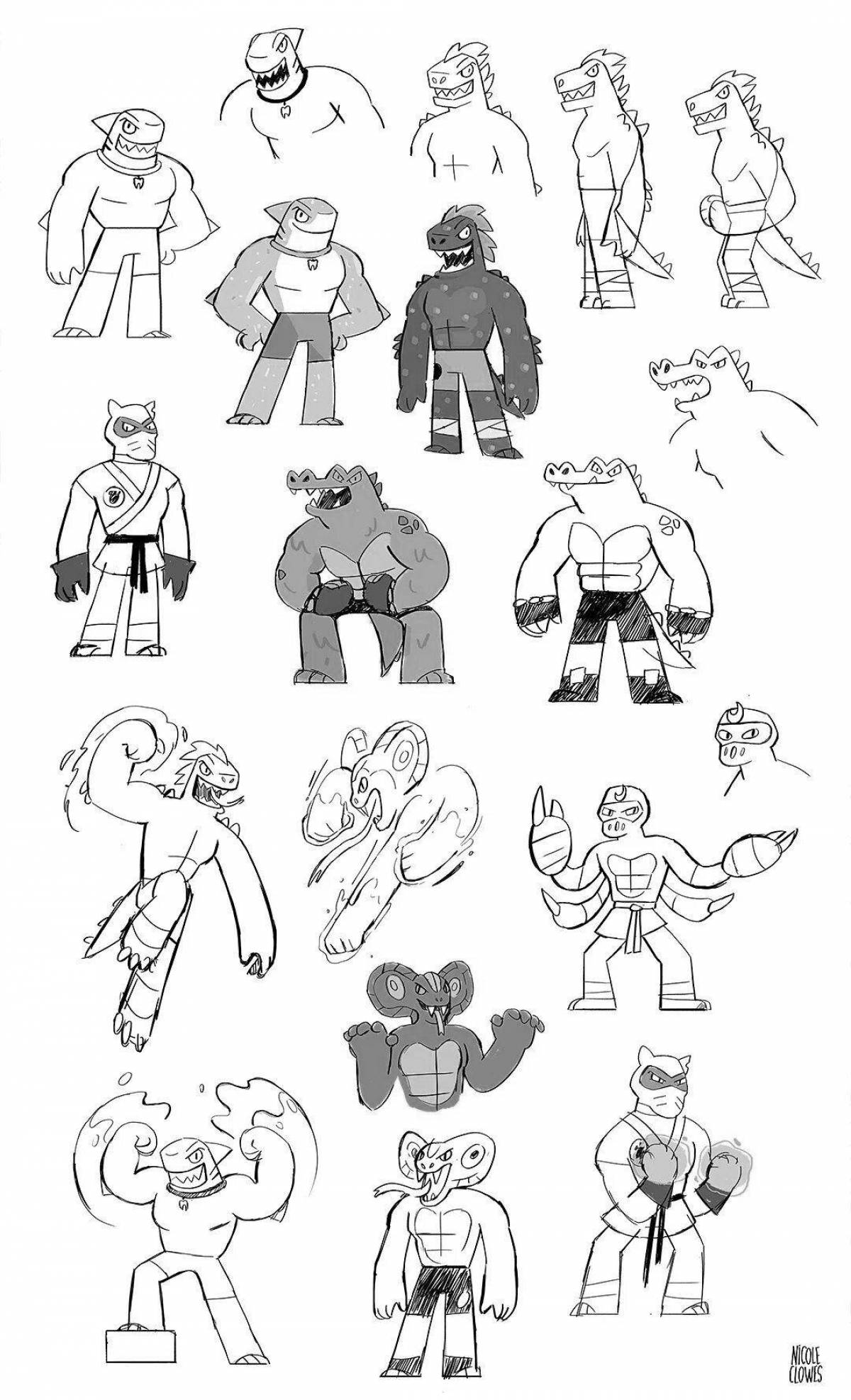 Attractive jitsu coloring page