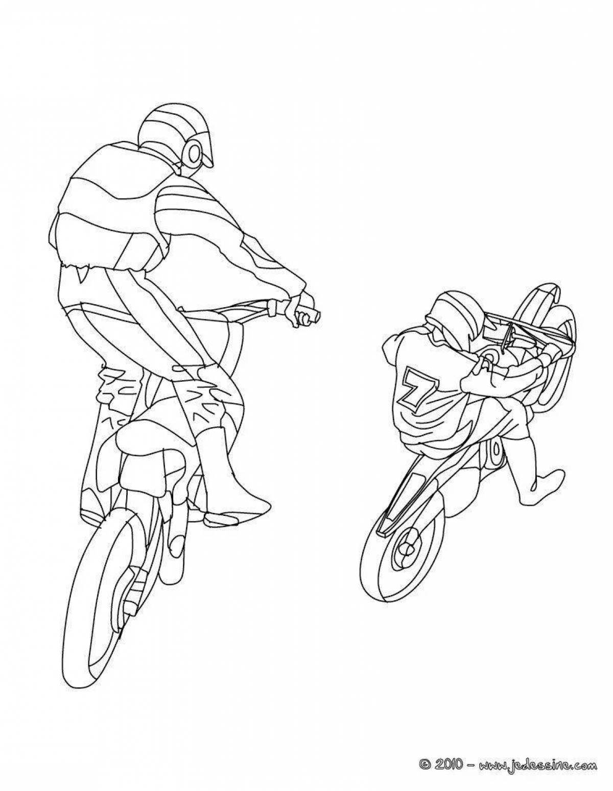 Exciting motocross coloring book