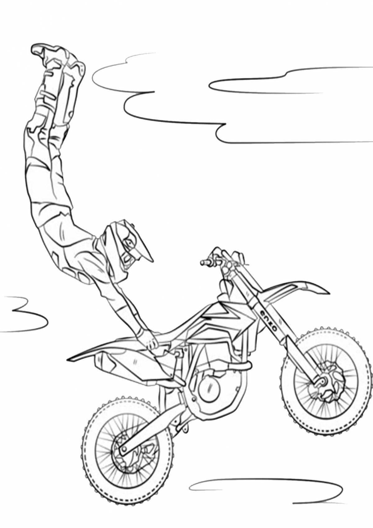 Crazy motocross coloring page