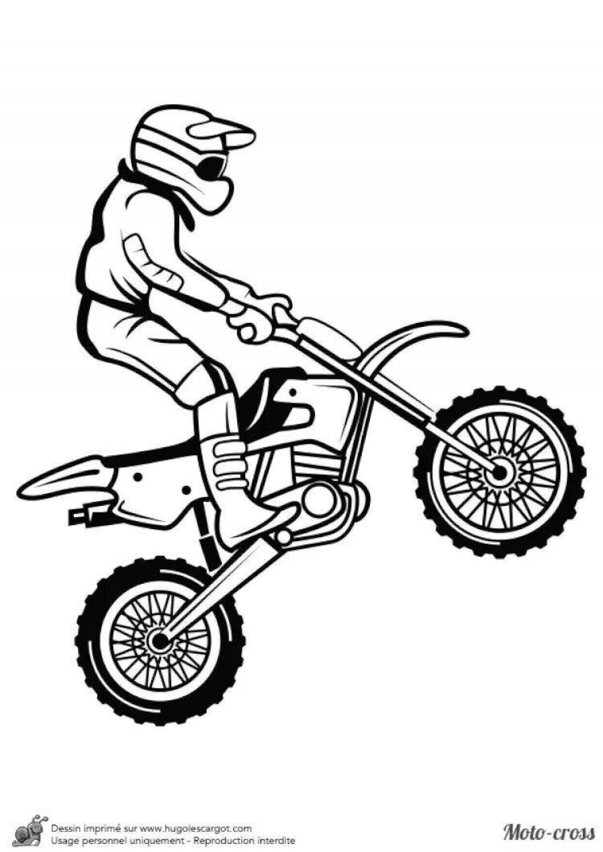 Joyful motocross coloring page