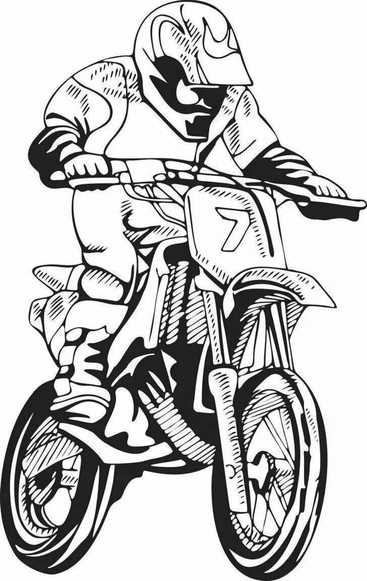 Outstanding motocross coloring page
