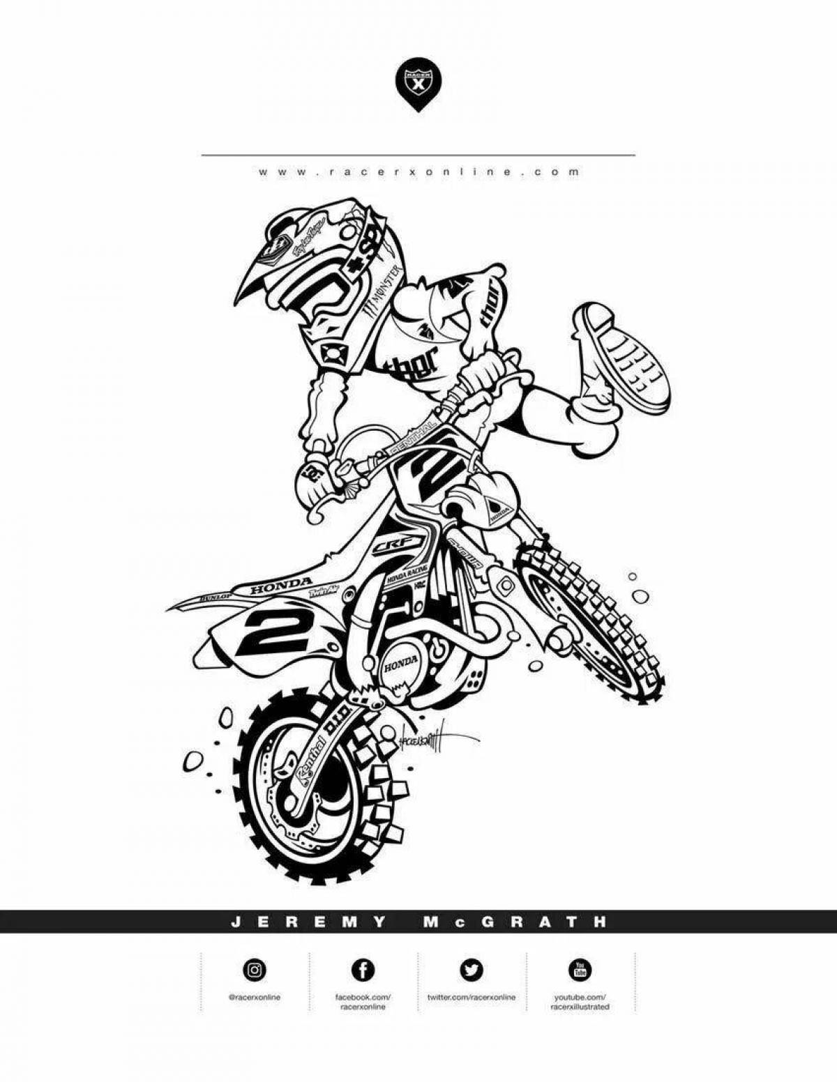 Impressive motocross coloring page