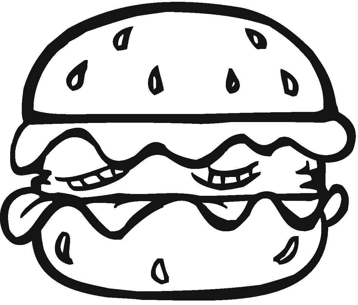 Coloring page appetizing cheeseburger