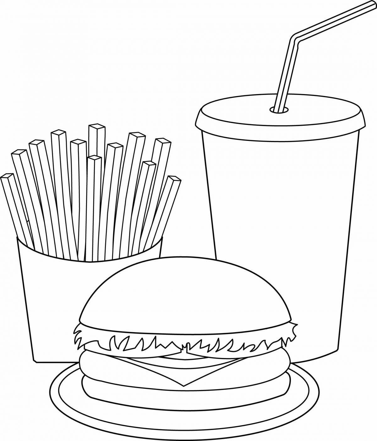 Coloring page adorable cheeseburger