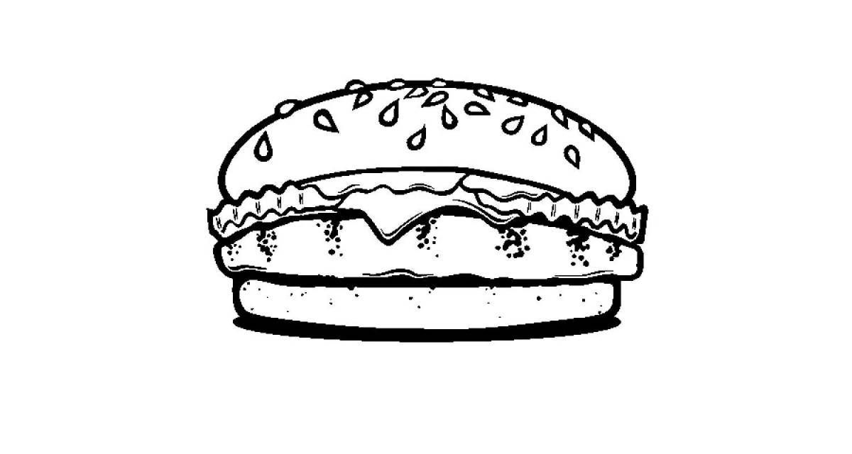 Delicious cheeseburger coloring page