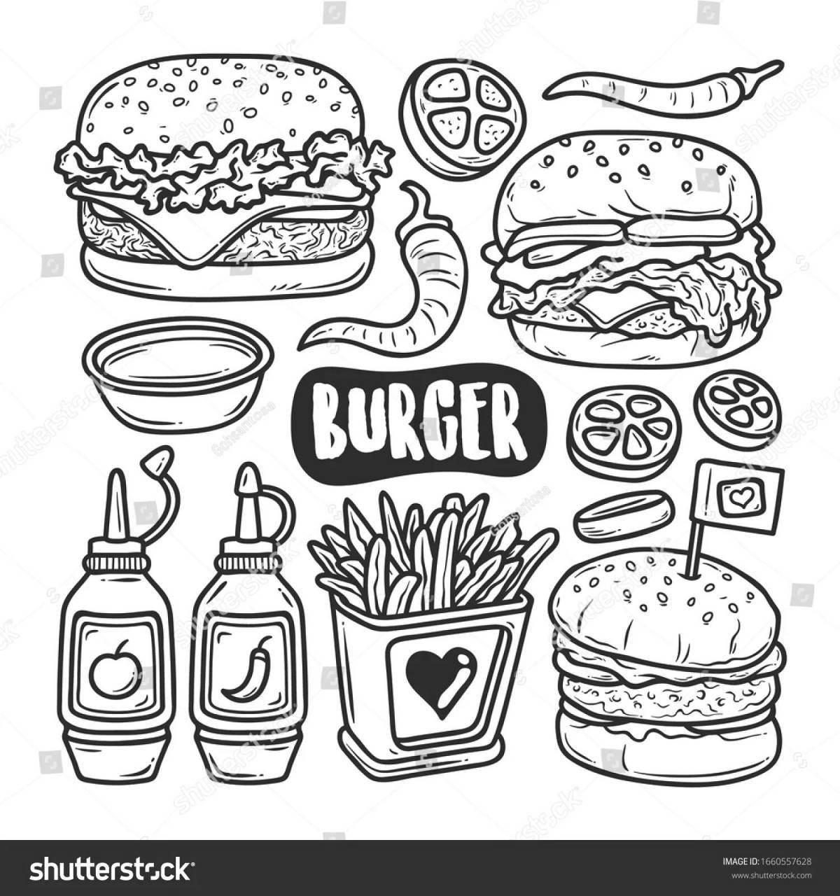 Charming cheeseburger coloring book