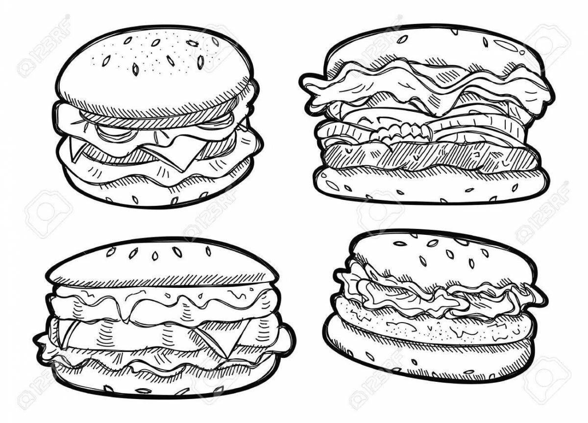 Cozy cheeseburger coloring page