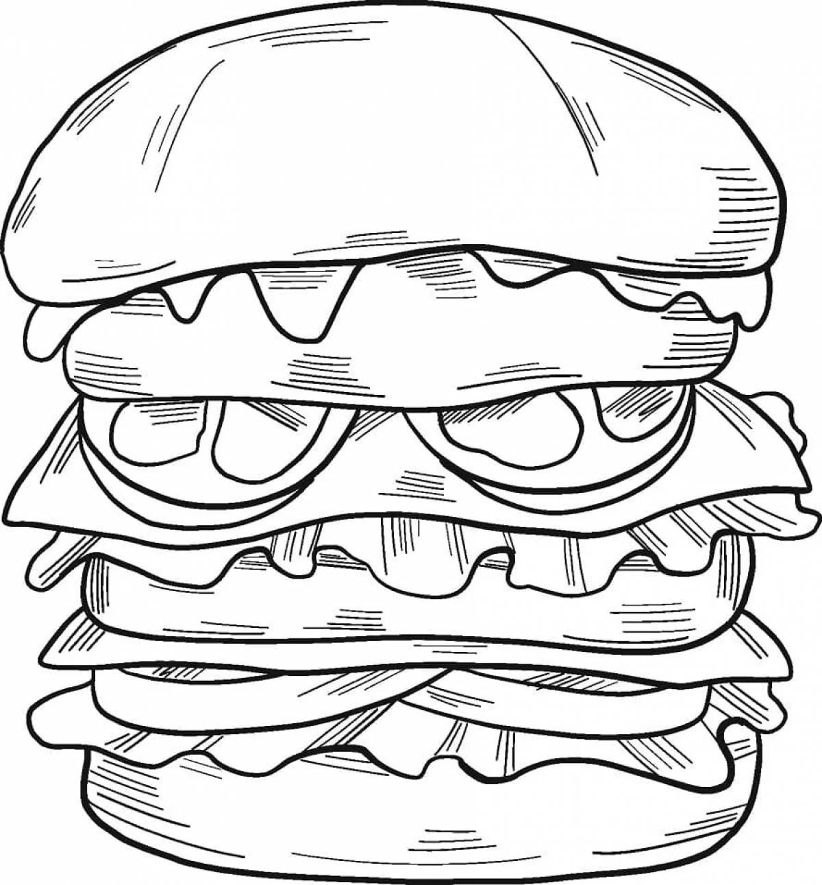 Веселая раскраска чизбургер