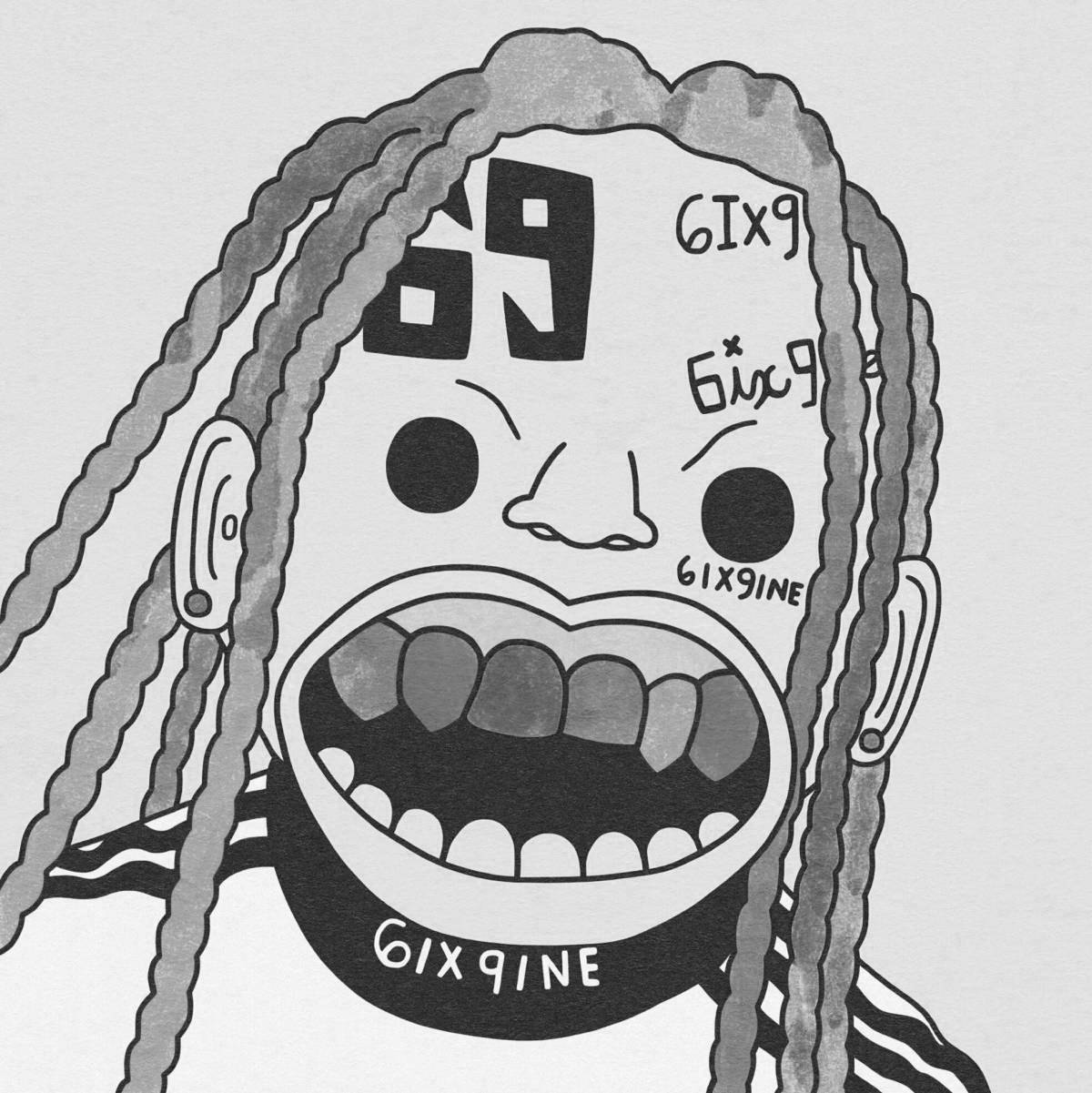 Bright coloring 6ix9ine coloring page