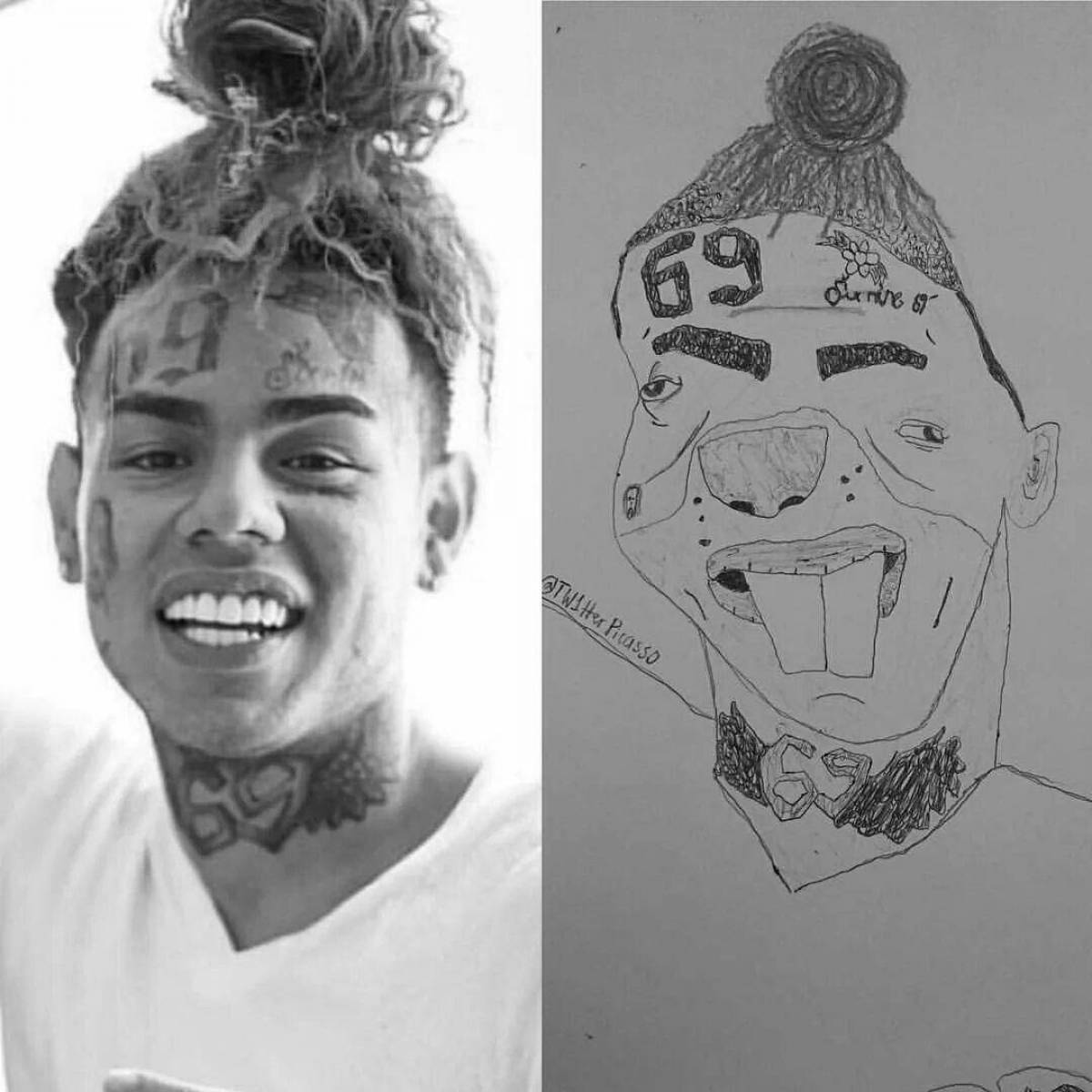 6ix9ine color glowing coloring page
