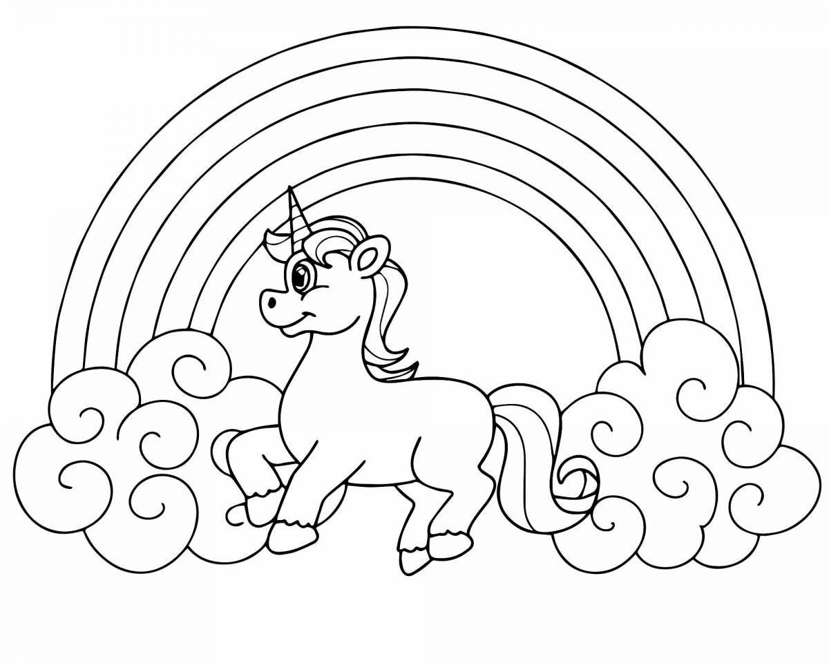 Sparkling rainbow coloring page