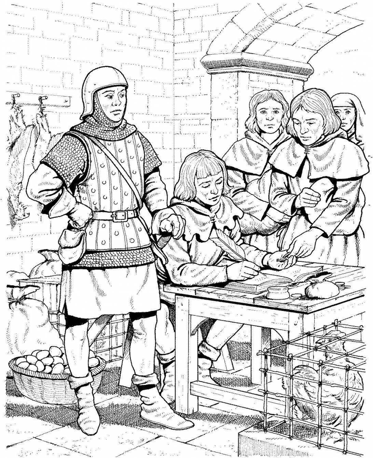 Elegant middle ages coloring book