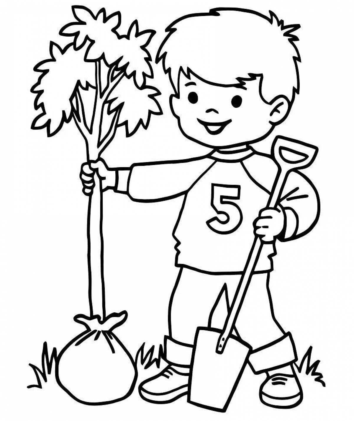 Coloring page happy ecologist