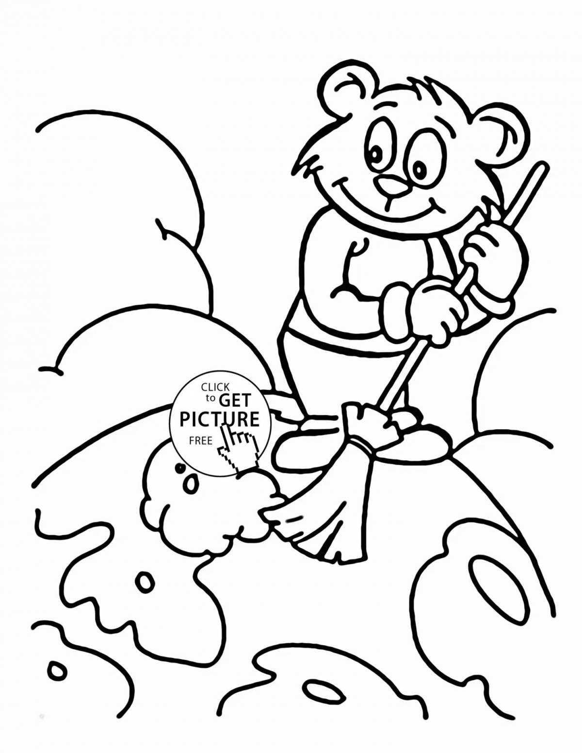 Green ecologist coloring book