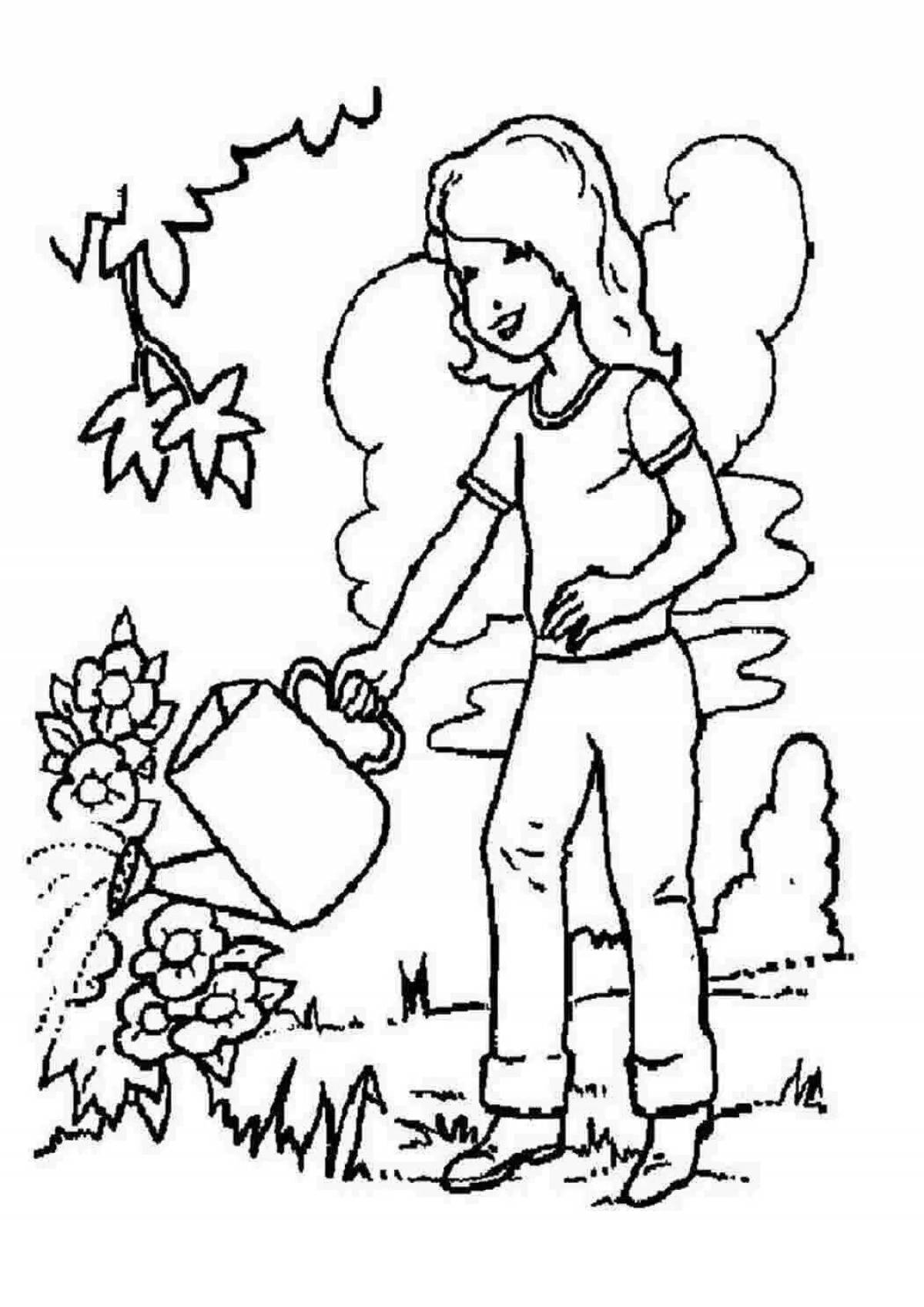 Playful ecologist coloring page