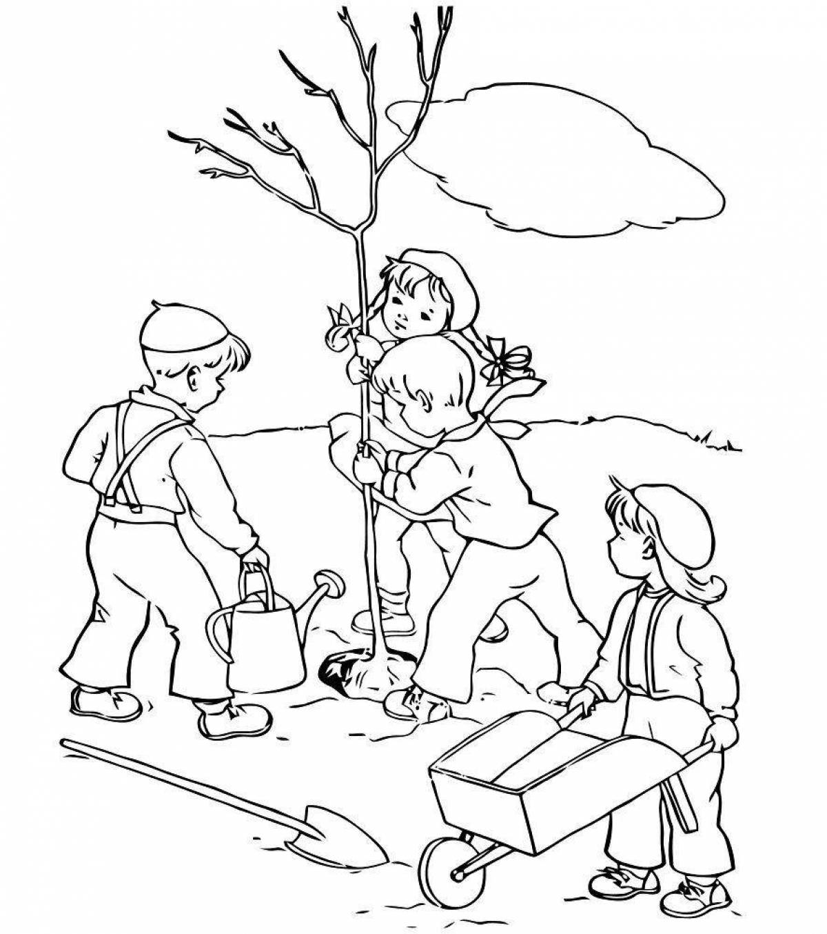 Coloring book charming ecologist