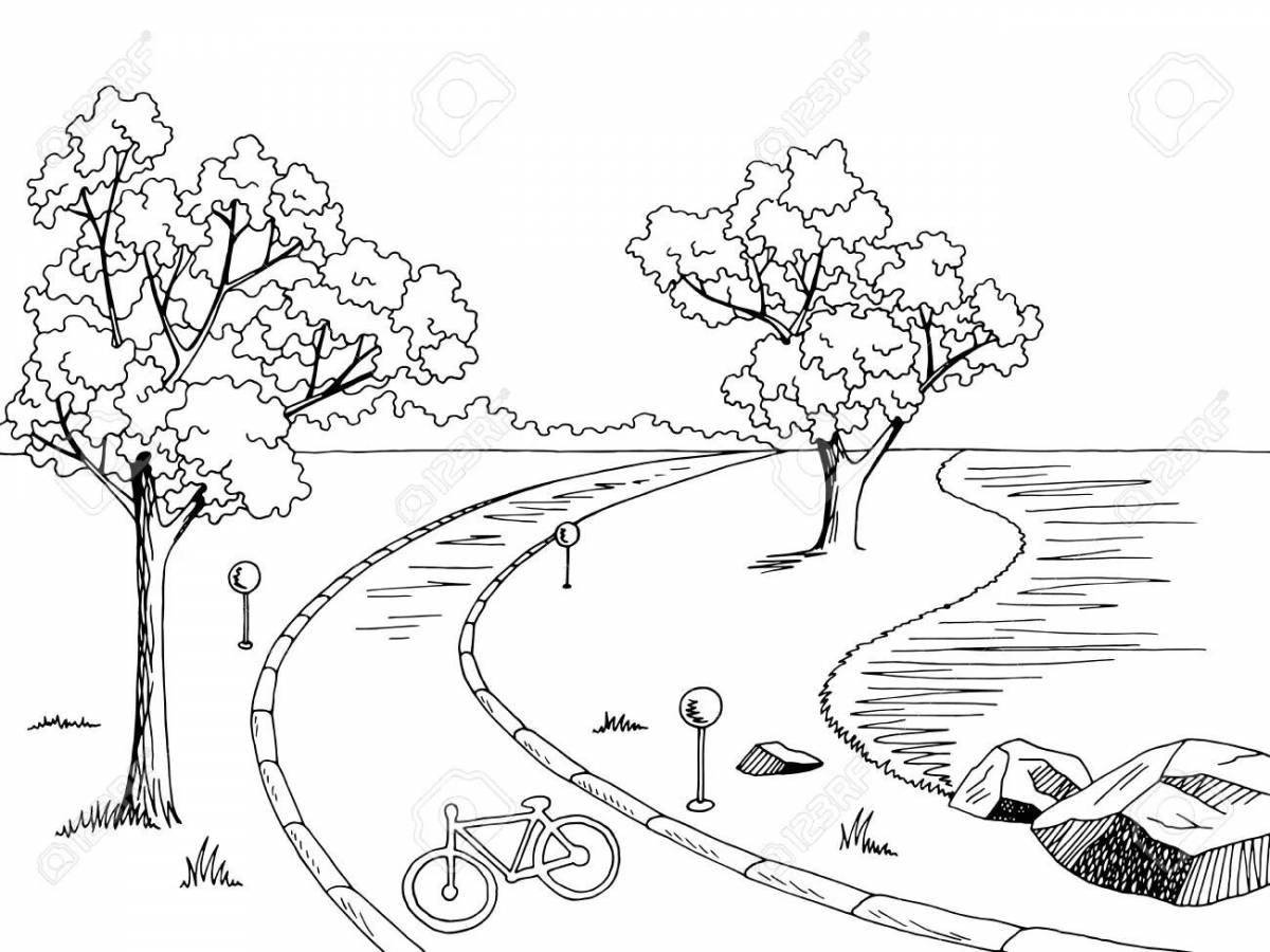 Аллея раскрасок с безумным цветом