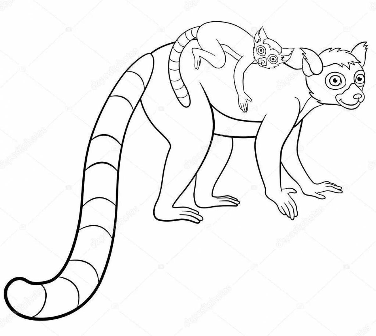 Coloring page joyful lemur