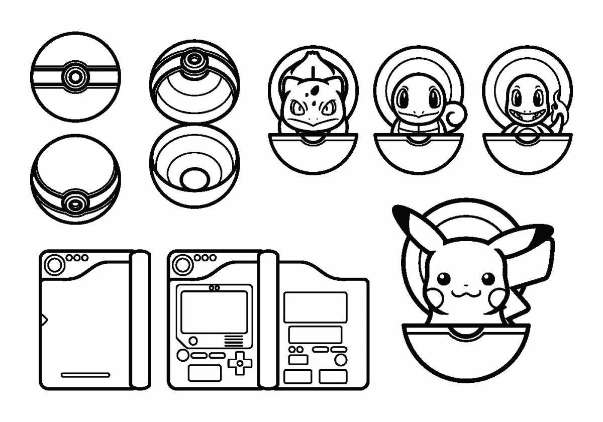 Happy pokeball coloring page