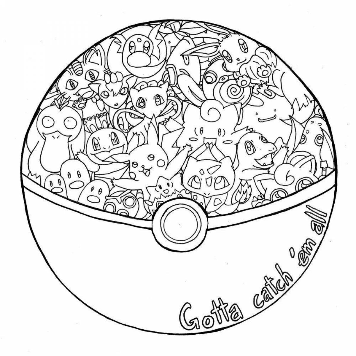 Charming pokeball coloring book