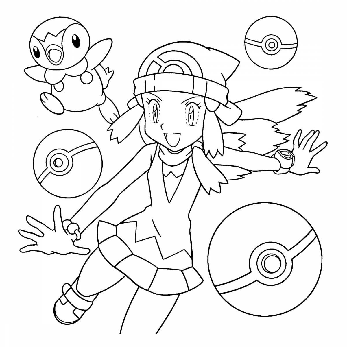 Glittering pokeball coloring page