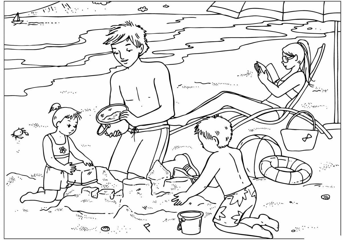 Relaxing resort coloring page