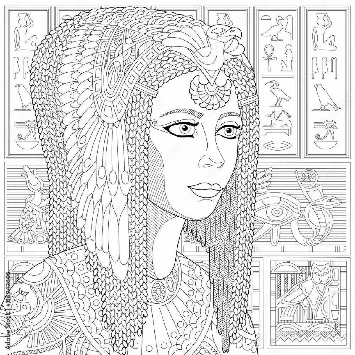 Coloring book shining nefertiti