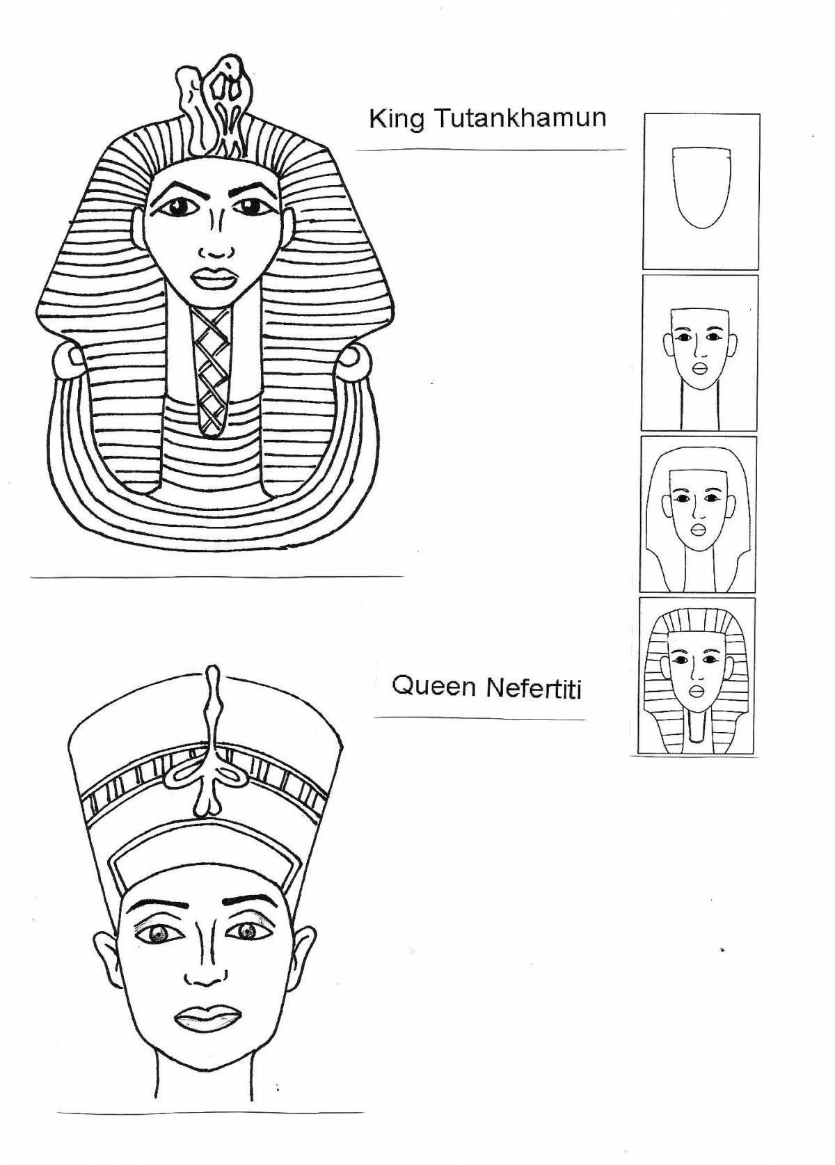 Nefertiti coloring book with bright colors