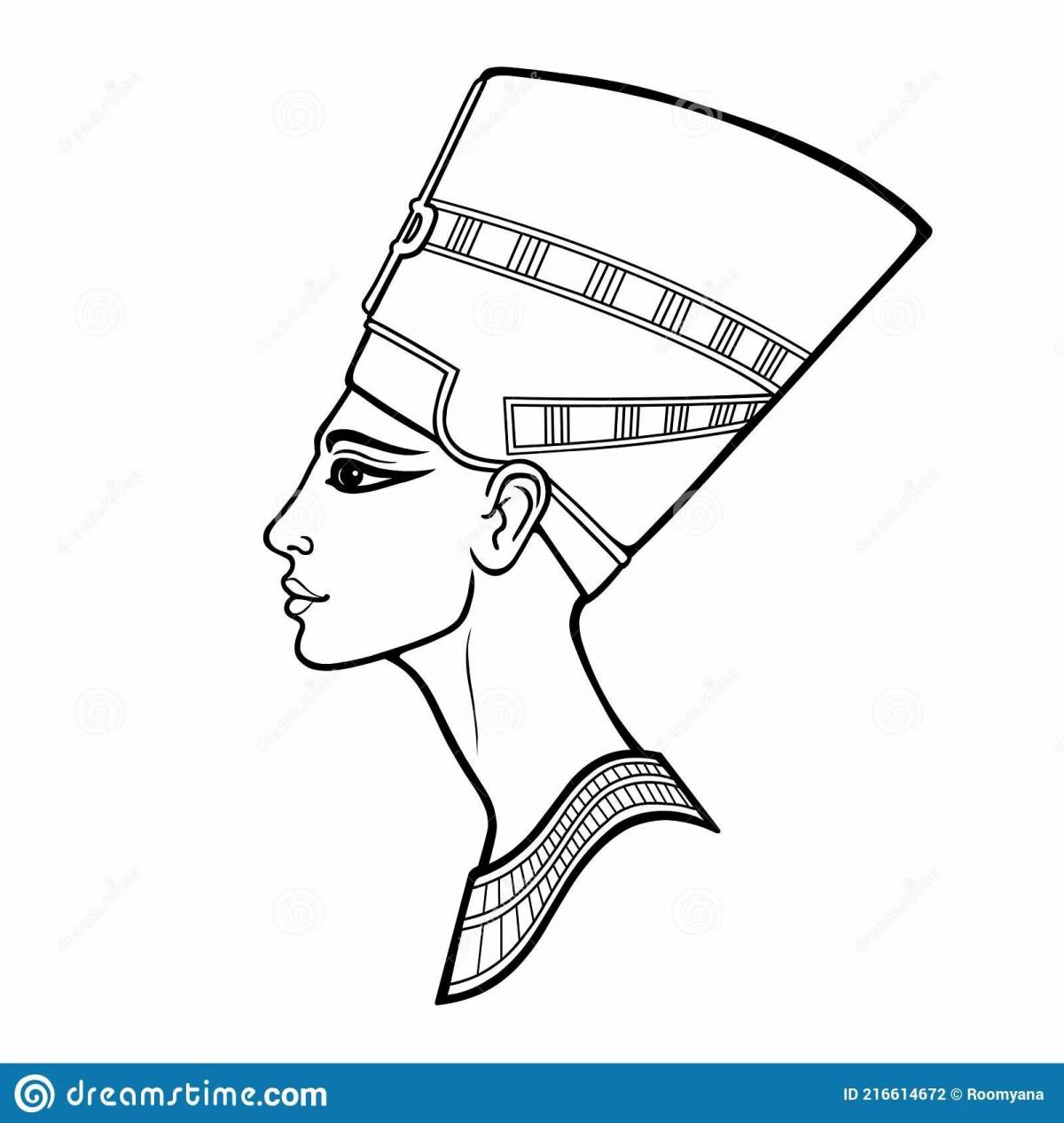 Dramatically colored nefertiti coloring page