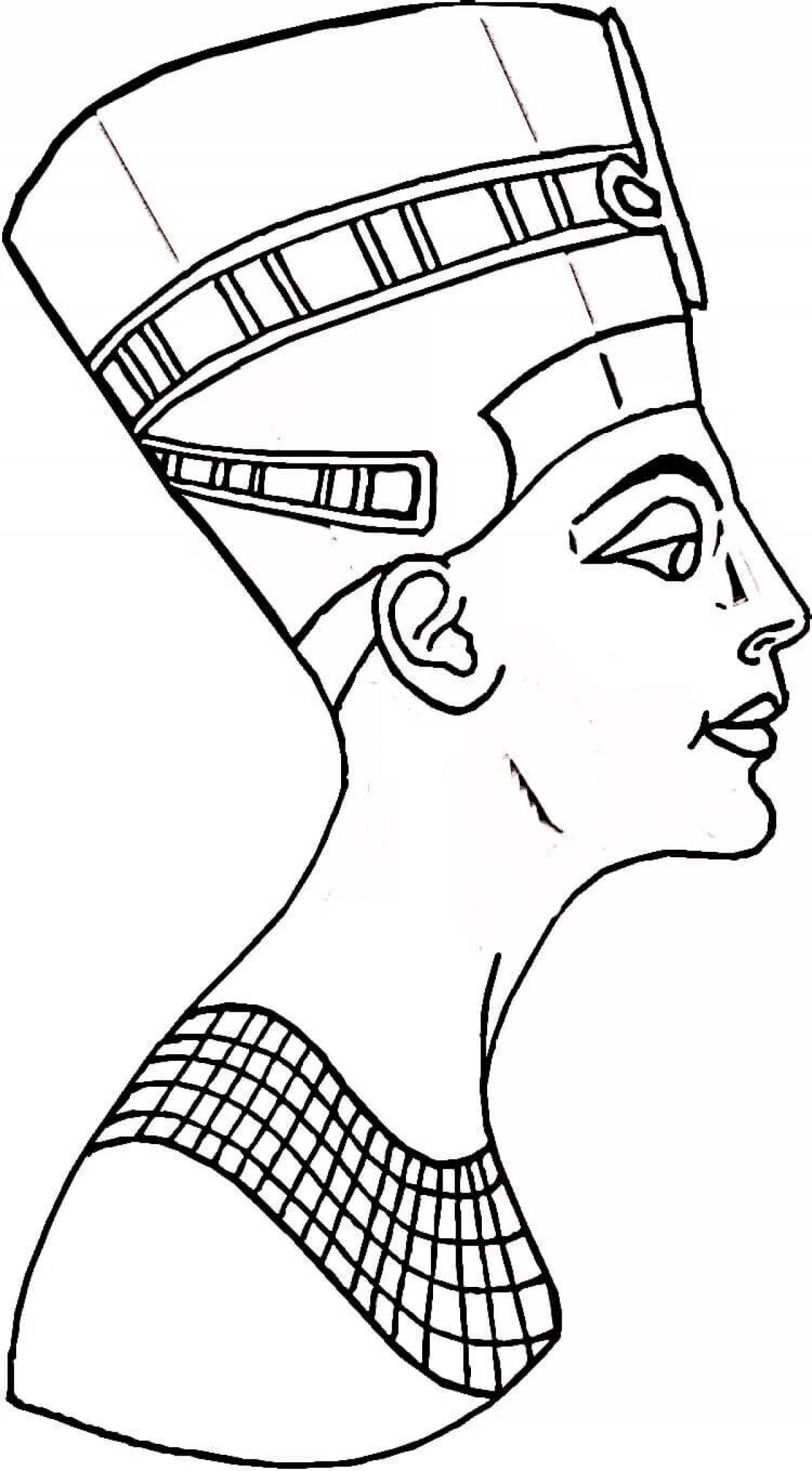 Richly colored nefertiti coloring page