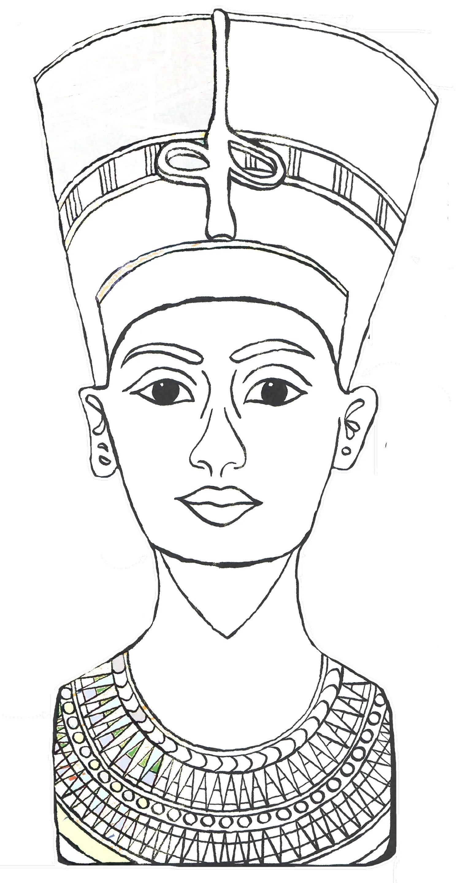 Deeply colored nefertiti coloring page