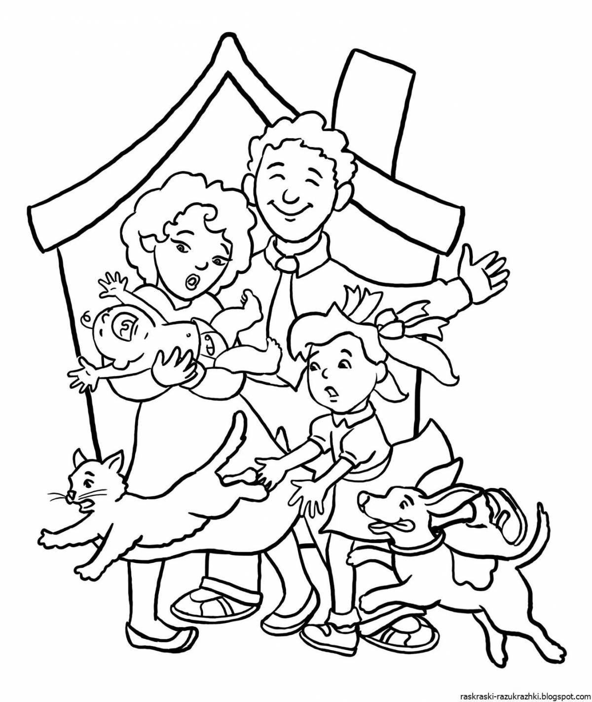 Charming family coloring book