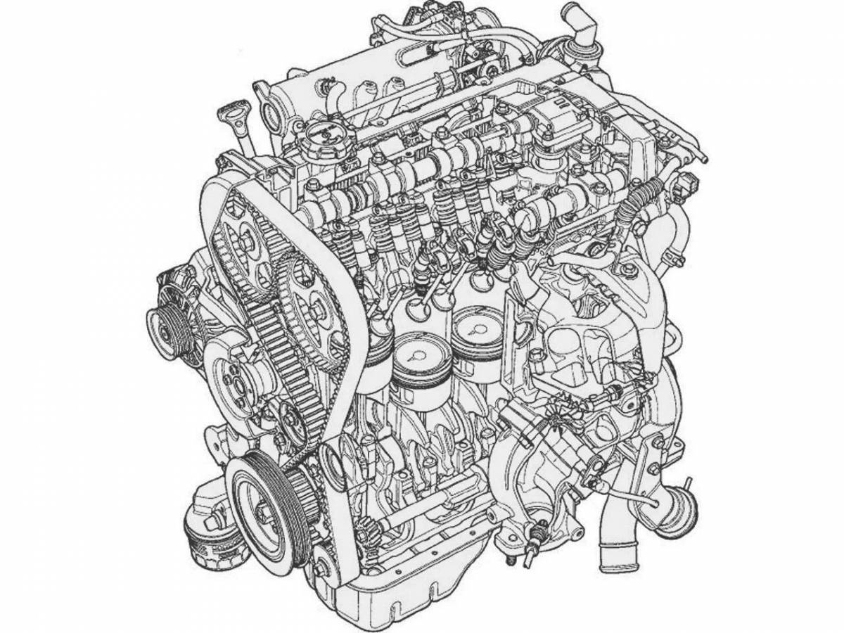 Bright engine coloring page