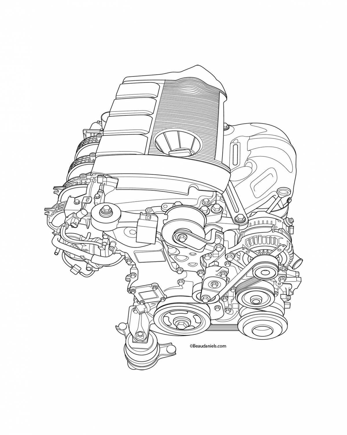 Joyful engine coloring page