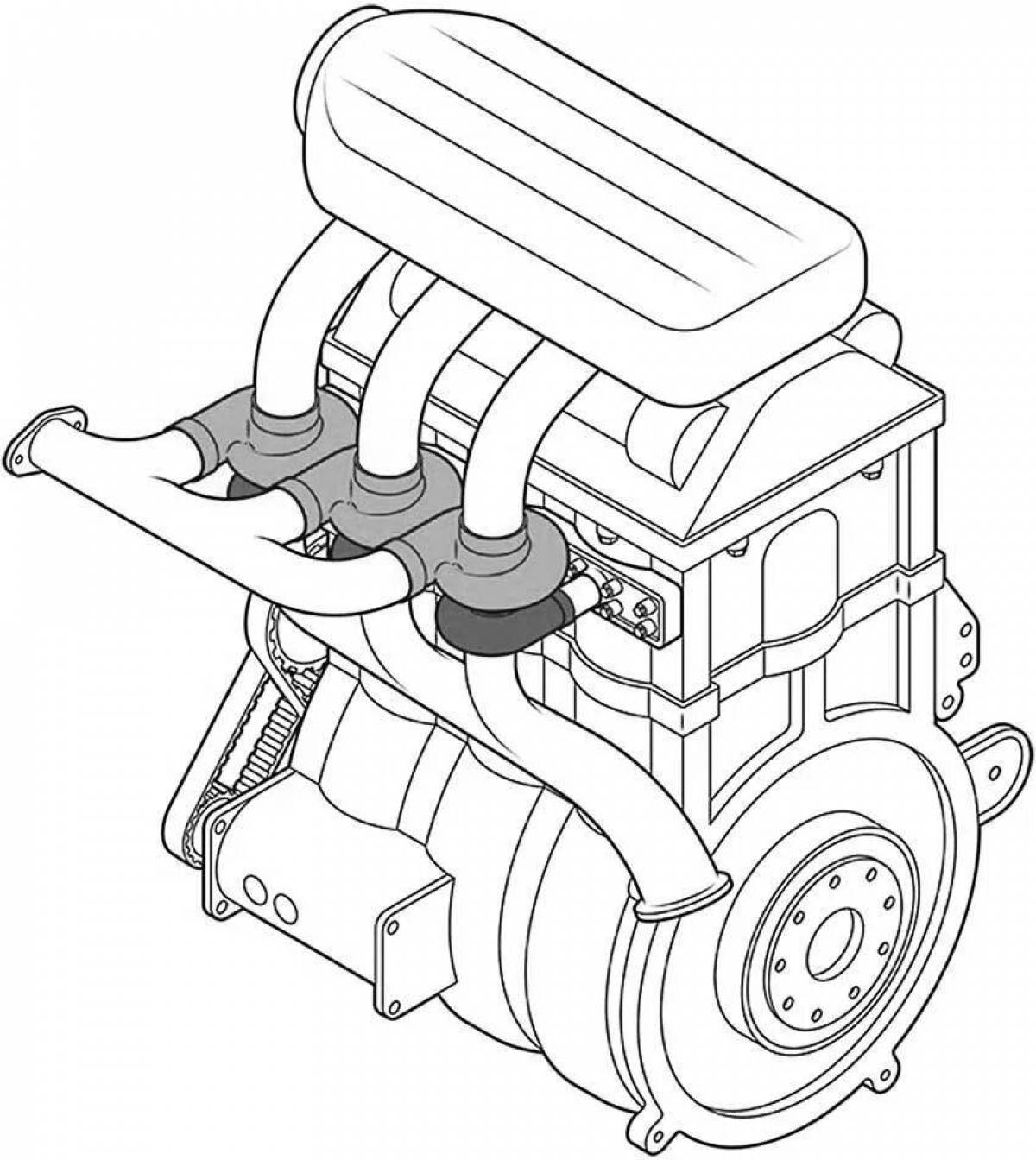 Animated engine coloring page