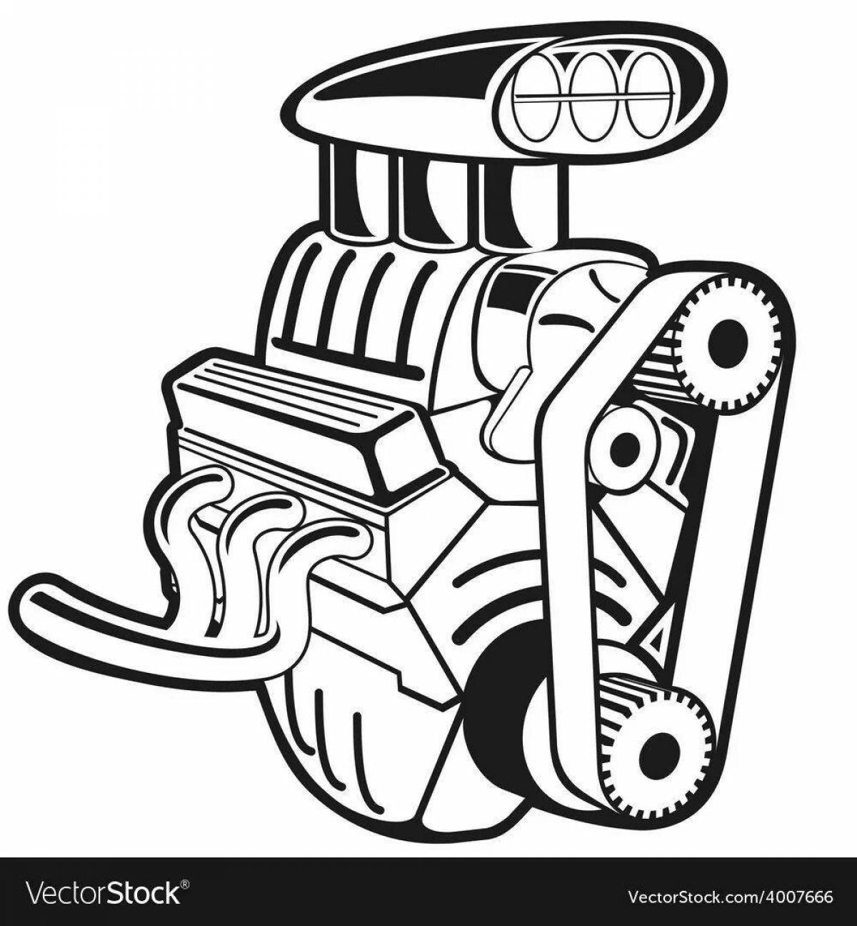 Playful engine coloring page