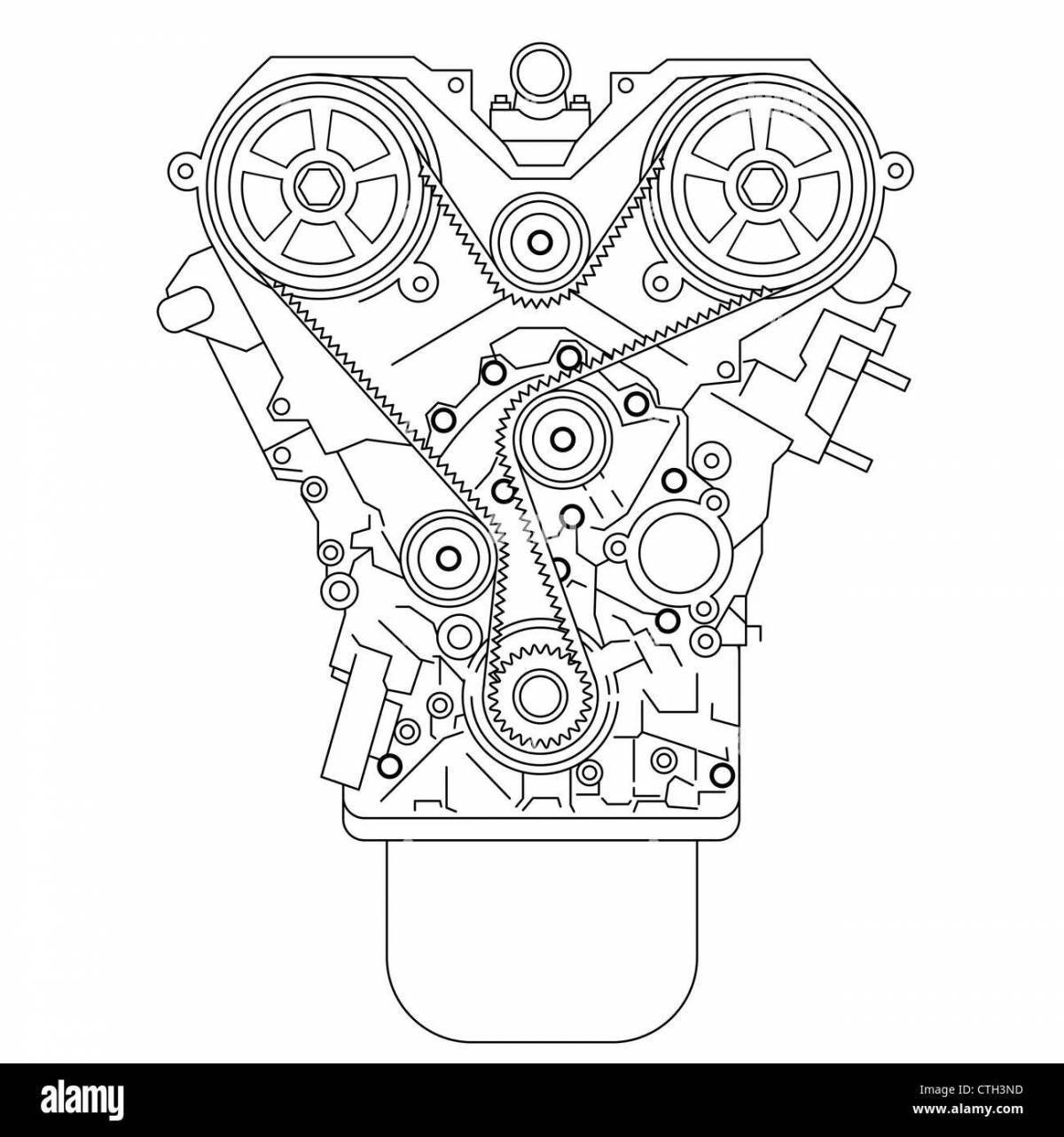 Sparkling engine coloring page