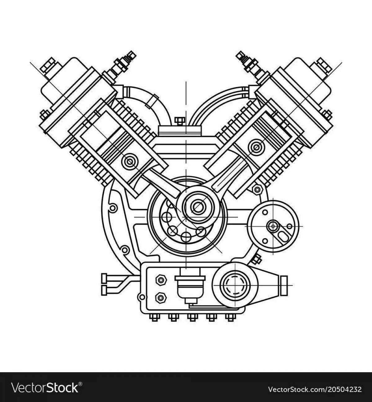 Amazing engine coloring page