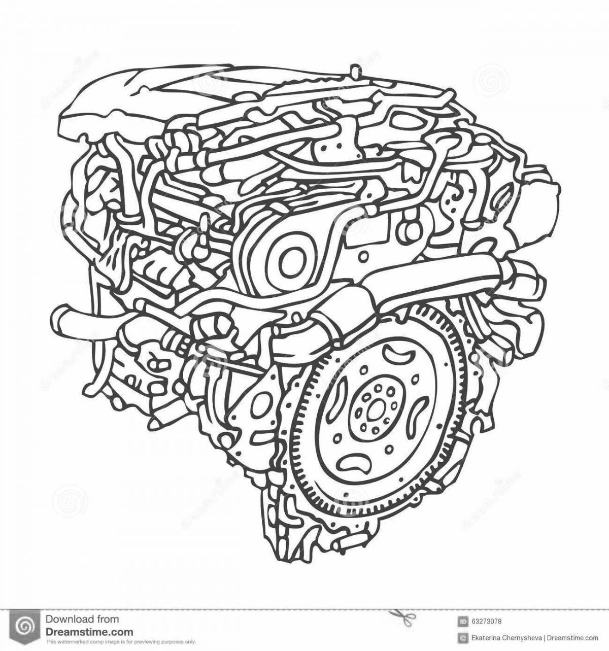 Intriguing engine coloring page