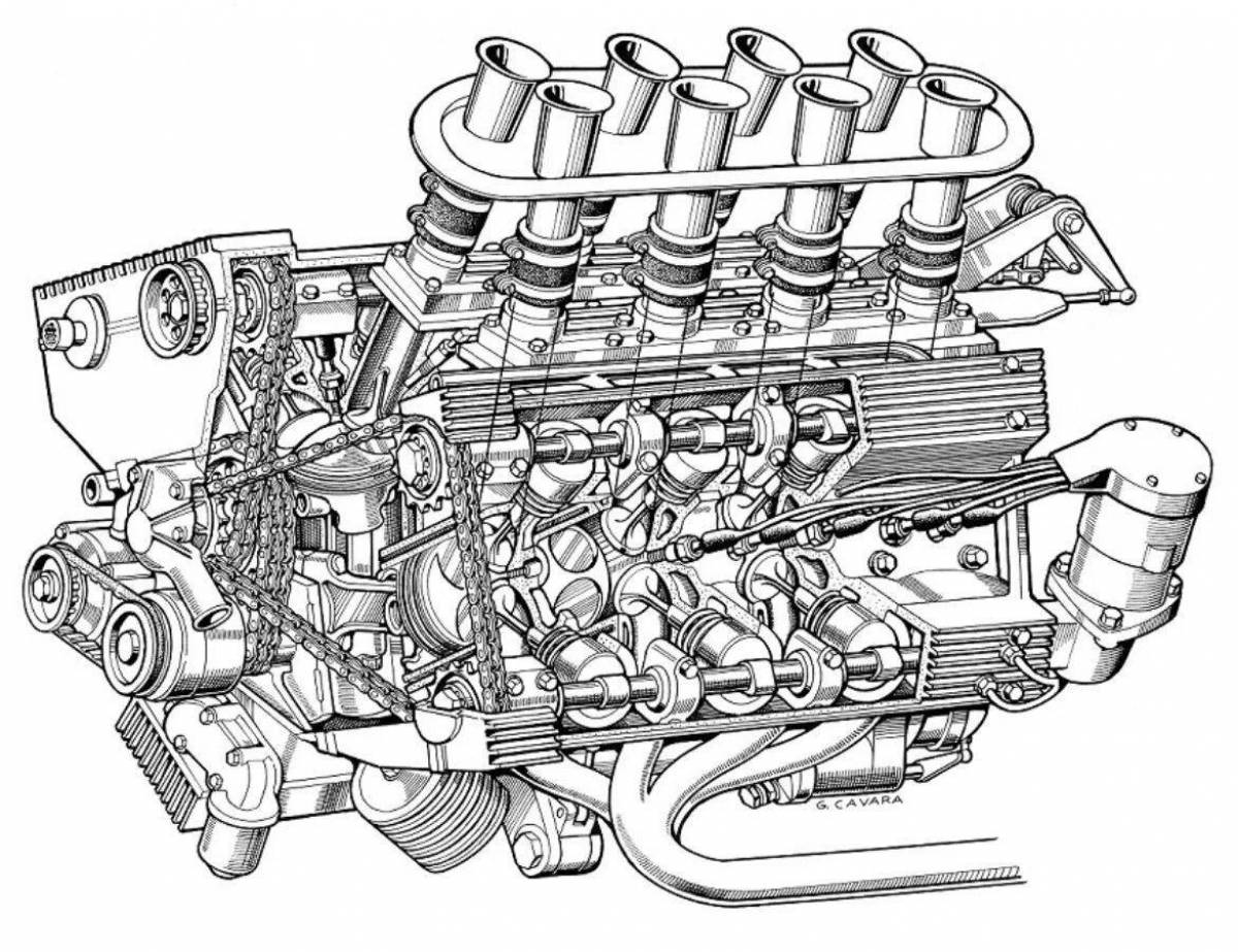Mysterious engine coloring page