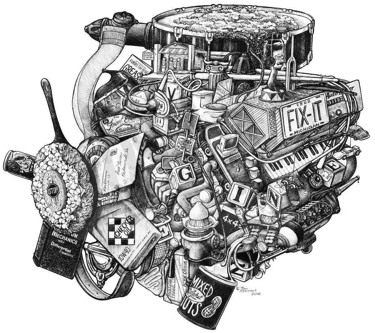 Innovative engine coloring page