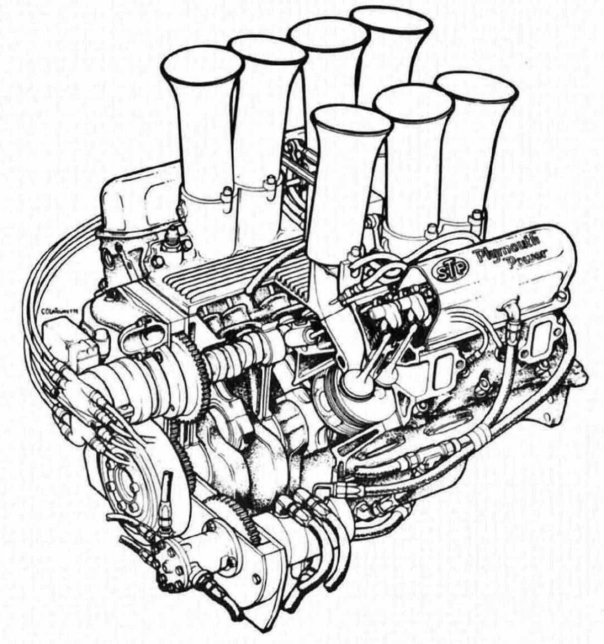 Inspiring engine coloring page
