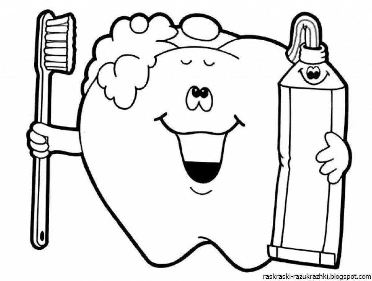 Яркая страница раскраски стоматологии