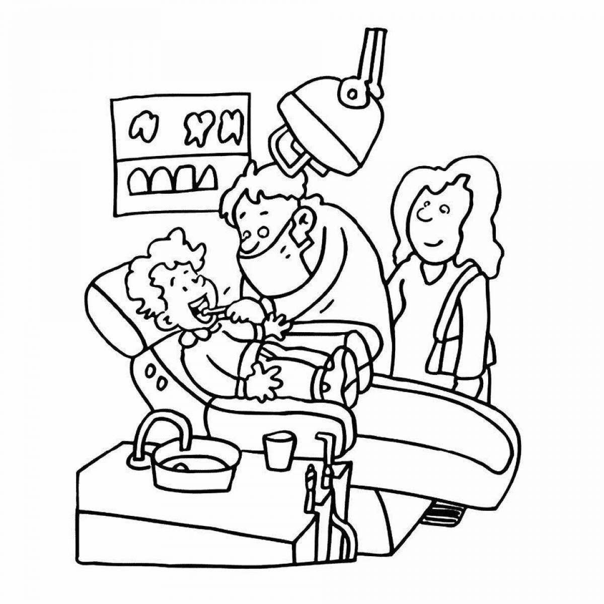 Dentistry coloring book with color filling