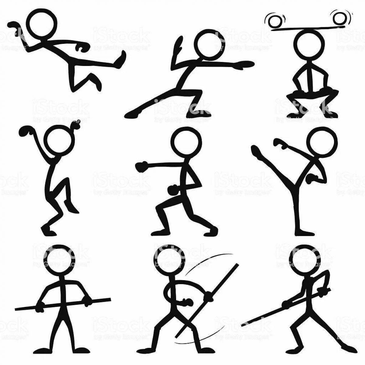 Движение стике. Схематические человечки в движении. Рисование человечков в разных спортивных позах. Схематичное изображение человека в движении. Человечек рисунок.