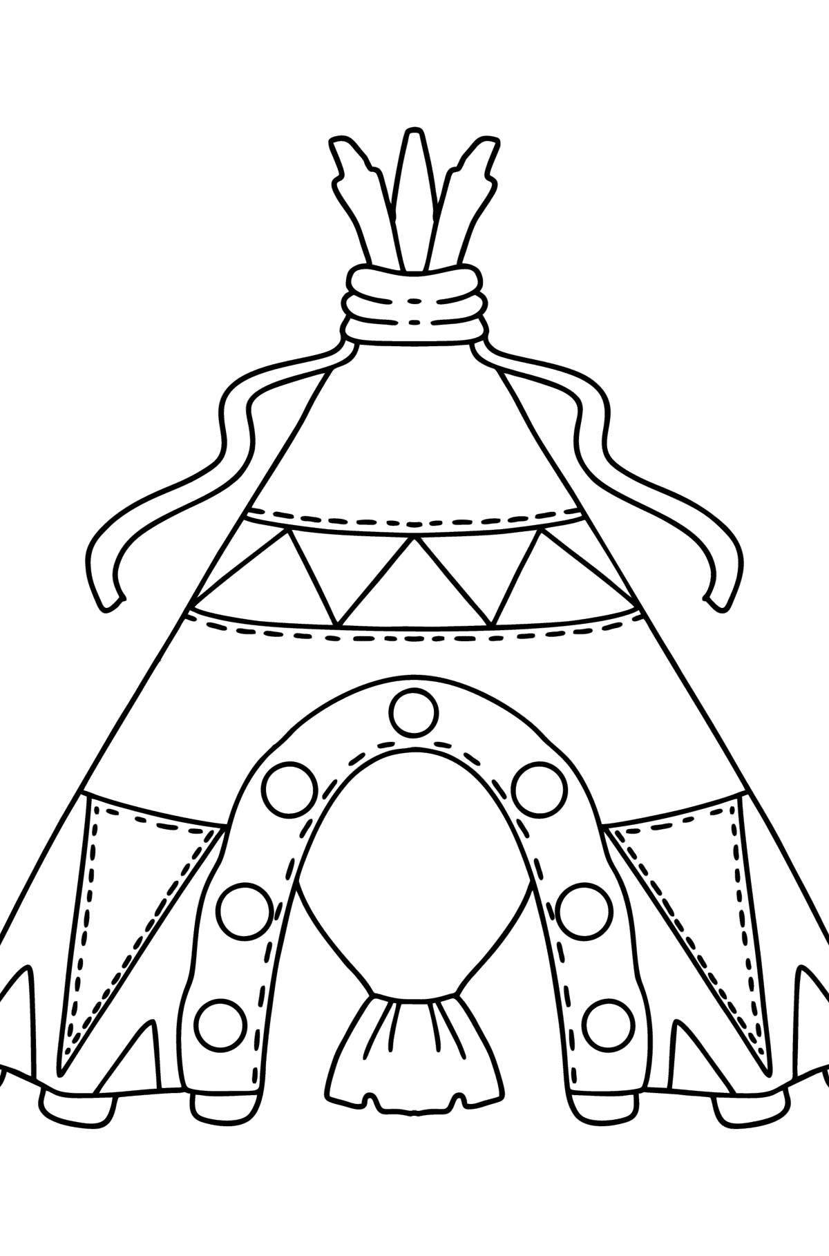 Colorful wigwam coloring page