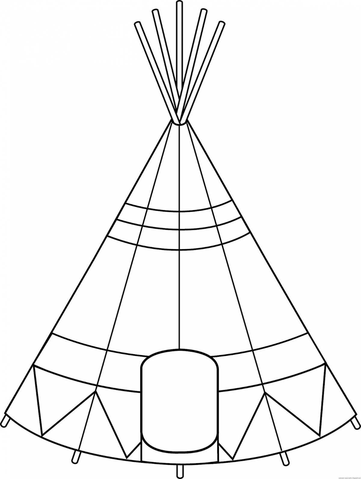 Coloring page cheerful wigwam