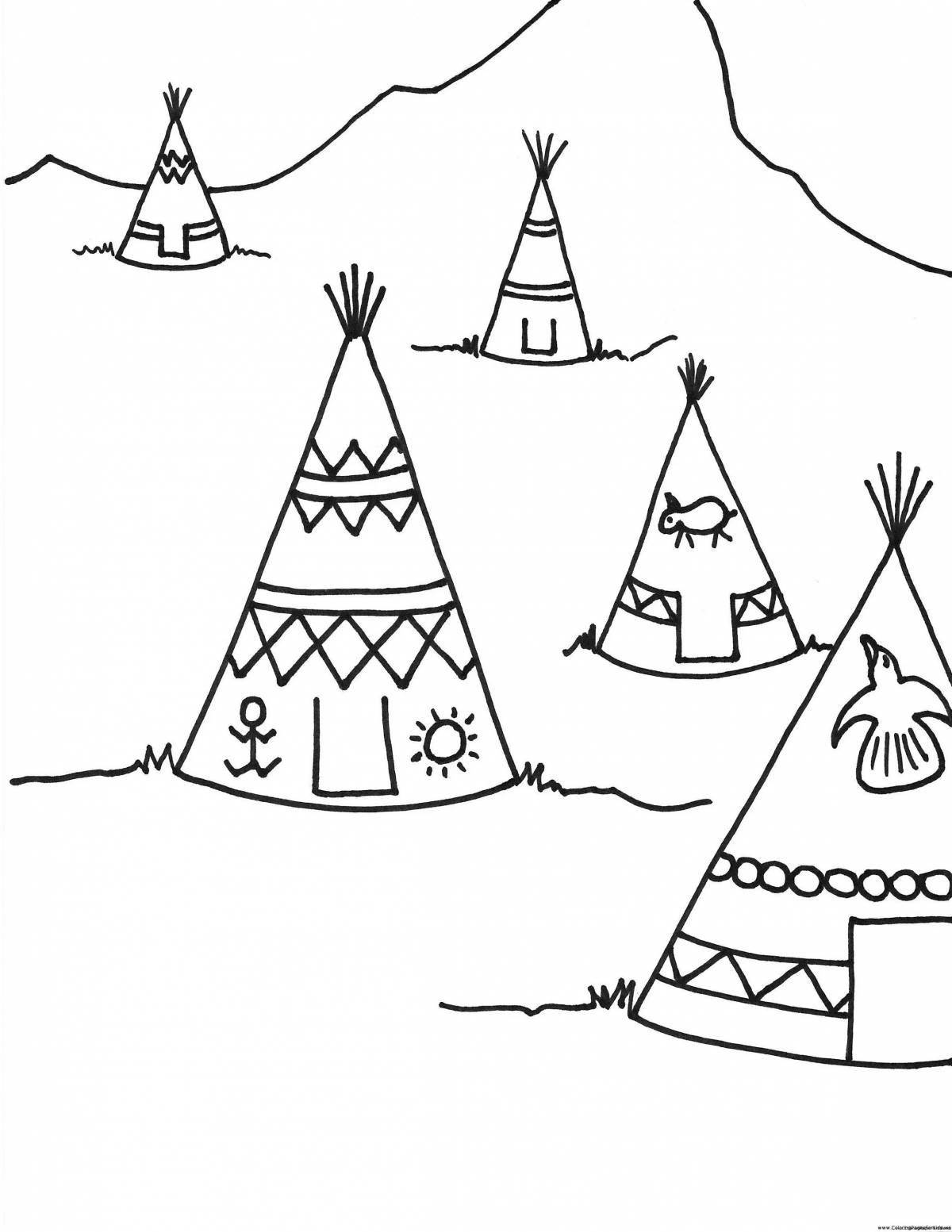 Coloring page charming wigwam