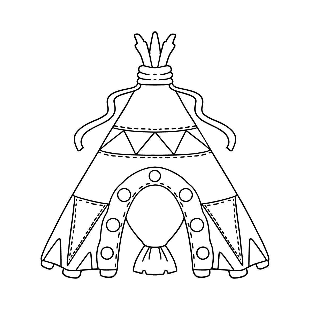 Glowing wigwam coloring page